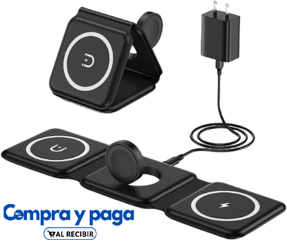 TecnoPro™ | Cargador Plegable Inalámbrico 3 En 1.