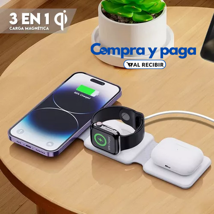 TecnoPro™ | Cargador Plegable Inalámbrico 3 En 1.