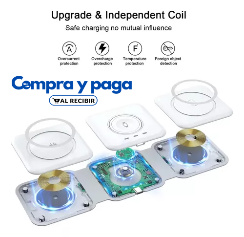 TecnoPro™ | Cargador Plegable Inalámbrico 3 En 1.