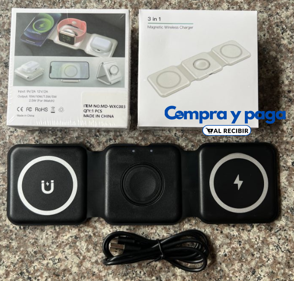 TecnoPro™ | Cargador Plegable Inalámbrico 3 En 1.