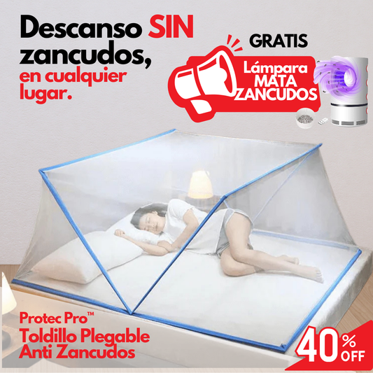 ProtecPro™ | Toldillo Plegable Anti Zancudos *GRATIS* LÁMPARA MATA ZANCUDOS   🦟🛏️