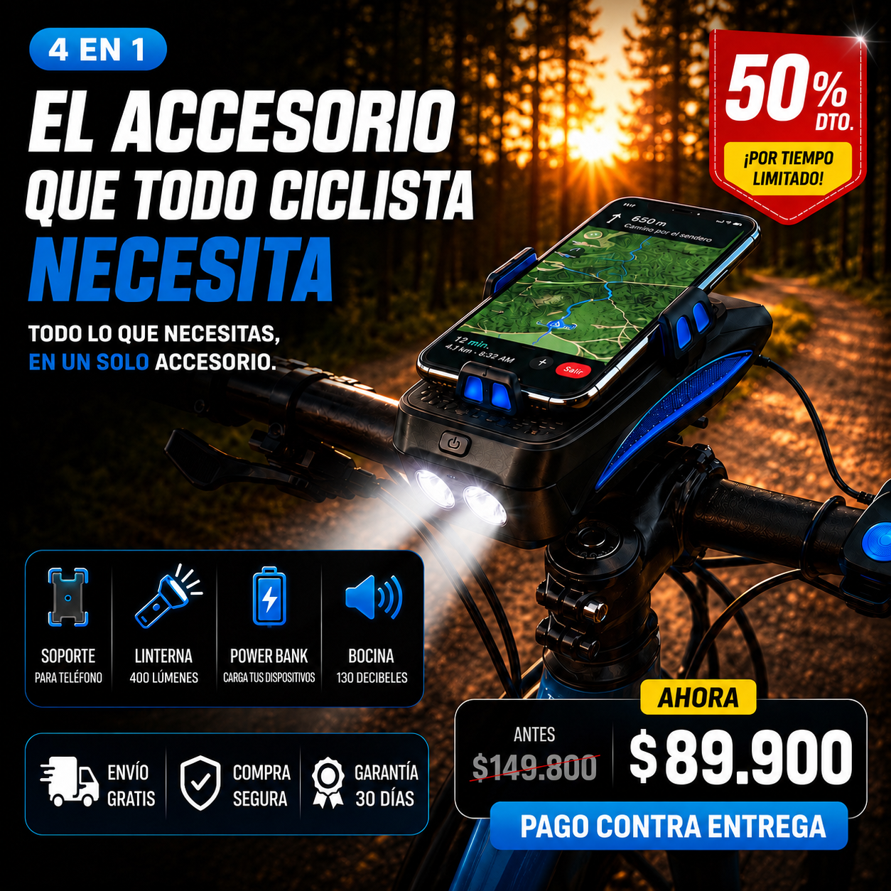 Veltron™ 4en1 | Ilumina, protege, carga y conecta.