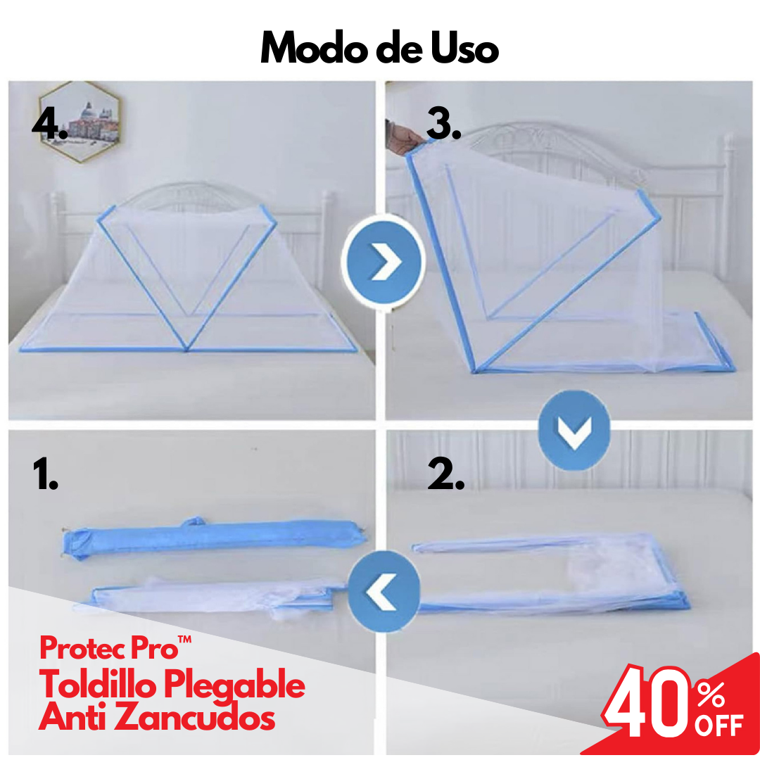 ProtecPro™ | Toldillo Plegable Anti Zancudos *GRATIS* LÁMPARA MATA ZANCUDOS   🦟🛏️