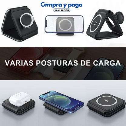 TecnoPro™ | Cargador Plegable Inalámbrico 3 En 1.