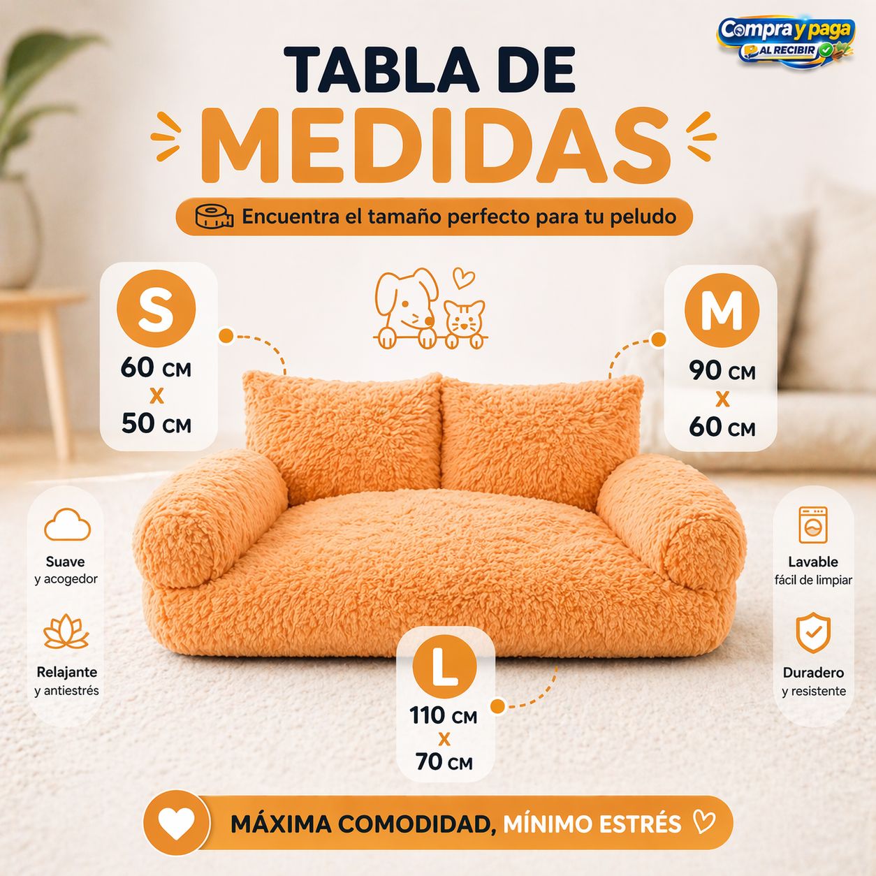 NubePet™ | Sofá Antiestrés Extra suave para Mascotas.
